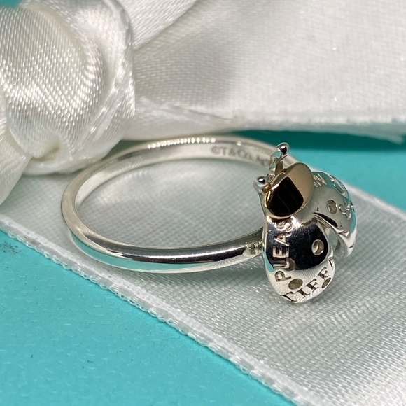 Return To Tiffany & Co. 925 Silver & 18K rose Gold LadyBug Ring Sz6 - Picture 4 of 5